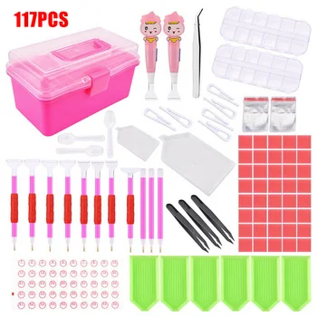 

5D Diamond Painting Tools Light Drill LED Pen Embroidery Storage Box 117pcs Embroidery Painting Accessories HFing