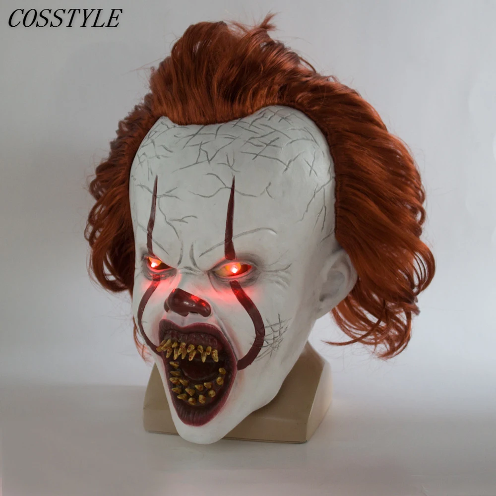 

Joker Pennywise Mask Stephen King It Chapter Two 2 Cosplay Clown Latex Masks Light Helmet Adult Halloween Costume Party Props