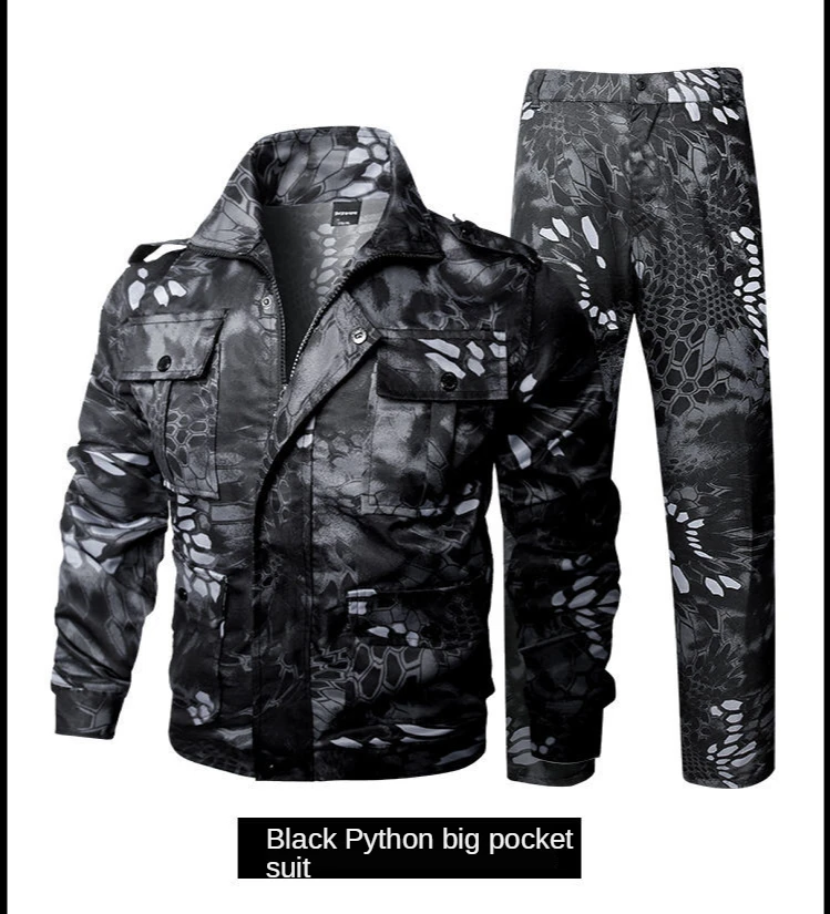 Camouflage Men 's Suit 2021 Spring and Autumn Youth Military Training Wear-Resistant Sweat-Absorbent Trousers Two - Piece Suit Camouflage Men 's Suit 2021 Spring and Autumn Youth Military Training Wear-Resistant Sweat-Absorbent Trousers Two - Piece Suit