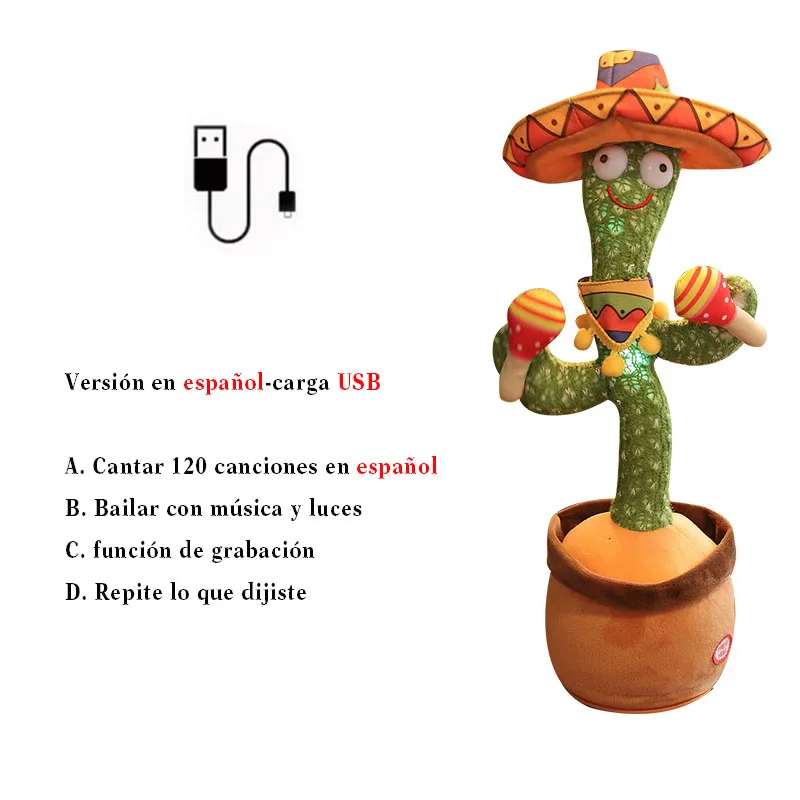 Voice Repeater Dancing Cactus With Sound In Spanish Captus Dancer For Babies Dancing Cactus Toys Speak Dance Russian Song 