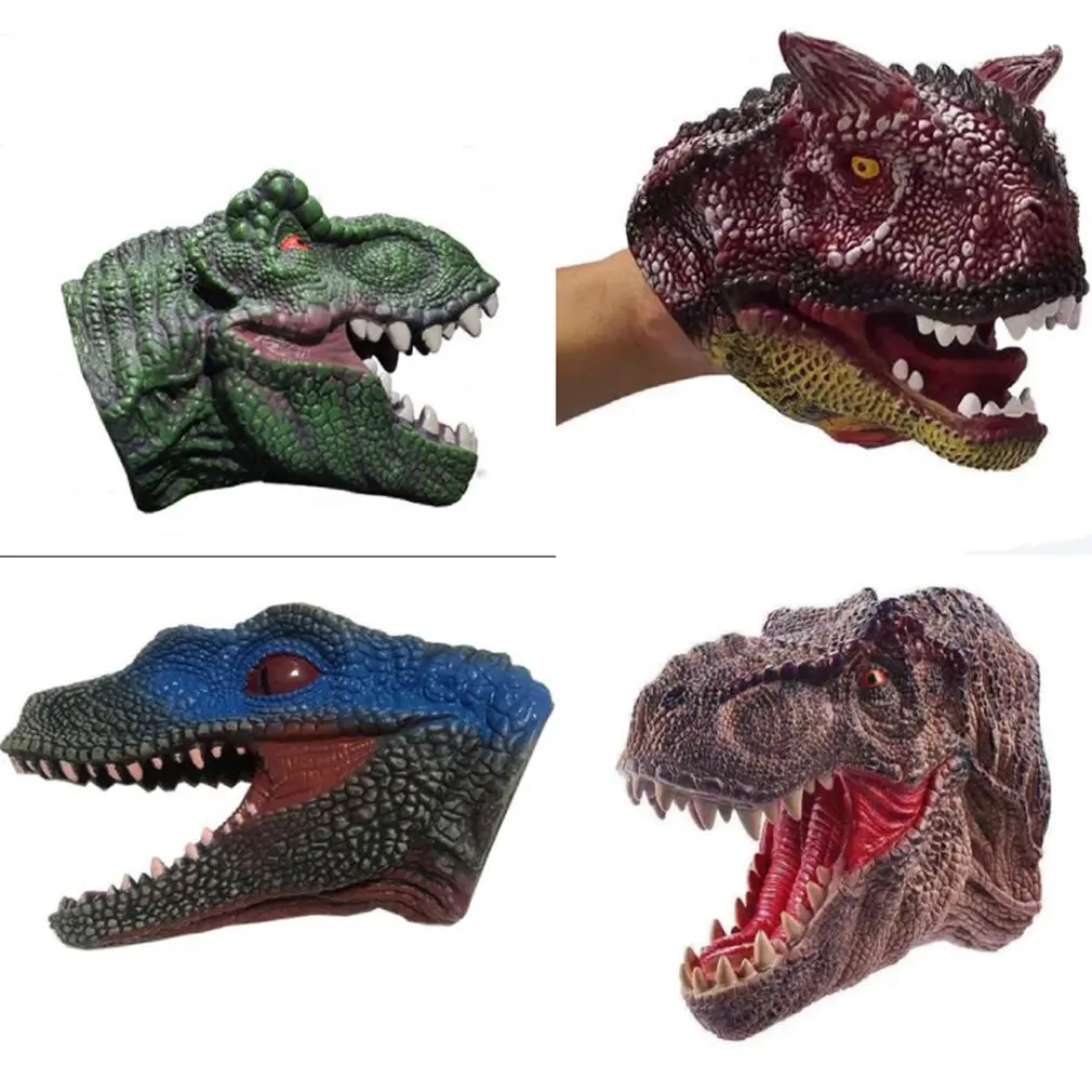 New Dinosaur Hand Puppets Soft Rubber Toys Jurassic Realistic Puppet Head Figure | Игрушки и хобби