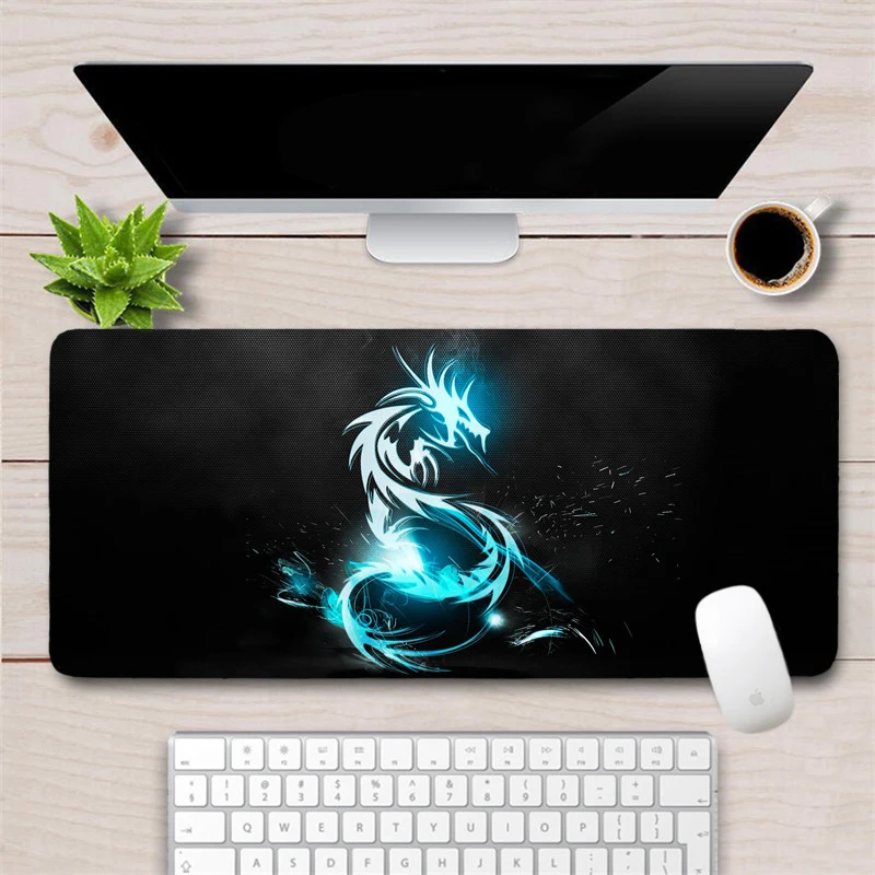  Cool Blue Dragon Gaming Mouse Pad Gamer Computer Keyboard Pad XXL Locking Edge Notebook Desk Mat Fo