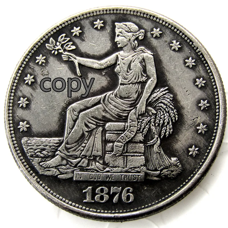 

US Coins 1876CC Trade Dollar Copy Coins Silver Plated