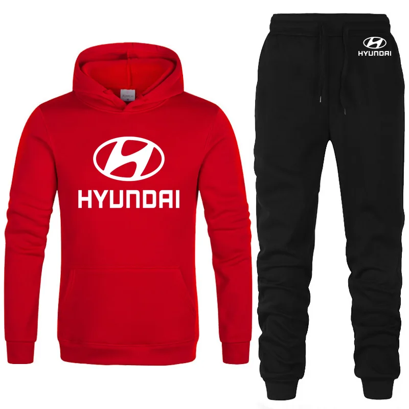Толстовки для мужчин hyundai Motor Car, с логотипом, унисекс, Мужская толстовка худи в стиле хип-хоп, harajuku, повседневные флисовые толстовки, штаны, костюм из 2 предметов