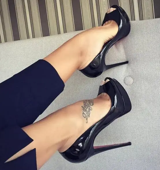 Moraima Snc/туфли на высоком каблуке 14 см; женские пикантные туфли-лодочки на платформе с открытым носком; туфли из лакированной кожи для вечеринок; цвет черный, телесный