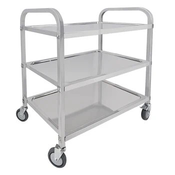

Big Loading Stainless Steel 3 Tier Trolley Cart Restaurant Catering Serving Shelf Saving Storage Rolling Utility Cart Shelf