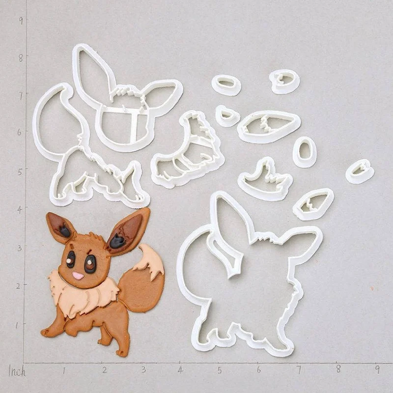 N8776 Eevee 4inch Мультфильм ТВ Покемон форма набор резаков для печенья на заказ 3D печать помадка кекс форма торта Форма-резак для украшения торта инструменты - Цвет: N8776 Eevee 4inch