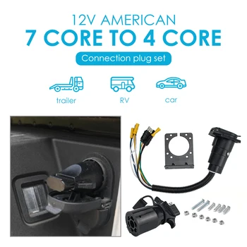 

Automobile Exterior Decoration Parts 4 Way Flat to 7 Way RV Blade Style Trailer Truck Wiring Adapter Light Plug Set