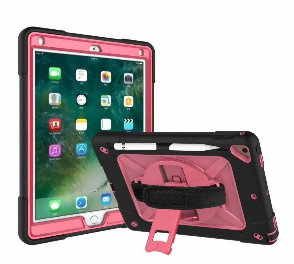 Чехол для iPad Air2 9,7 Дети броня ударопрочный тяжелый силиконовый Жесткий чехол+ ремешок на руку для Apple iPad Air 2 Чехол 6 Чехол подставка