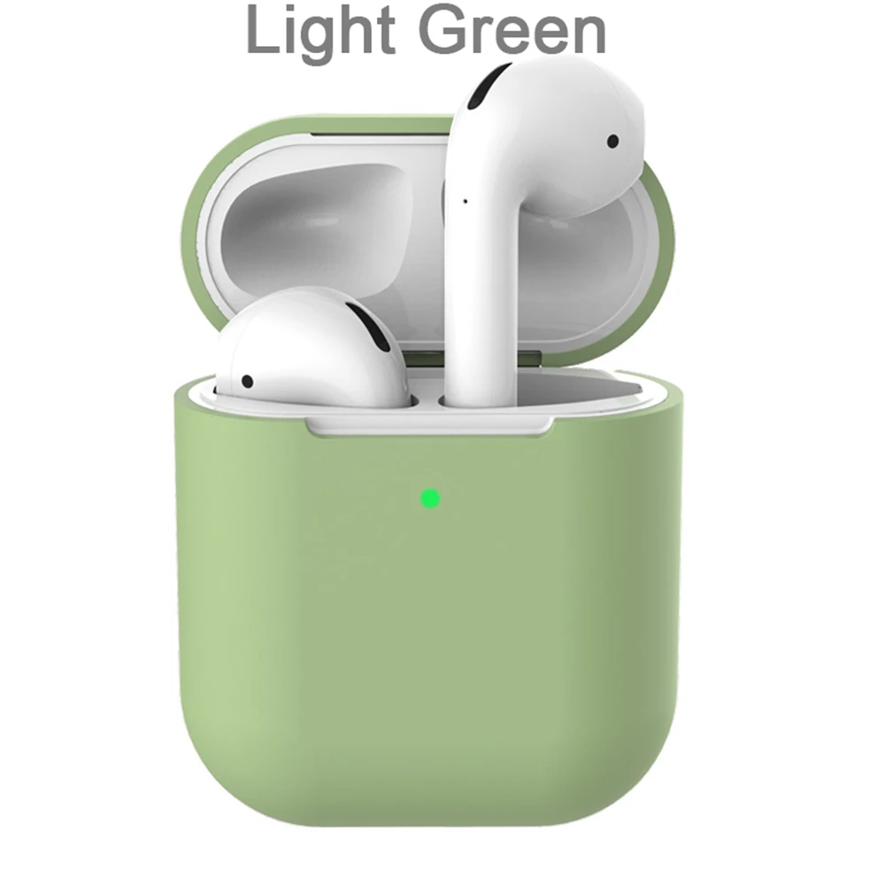 light green Чехол для наушников AirPods 2 силиконовый чехол беспроводные Bluetooth наушники защитный чехол для Apple AirPods чехол Аксессуары - Цвет: light green