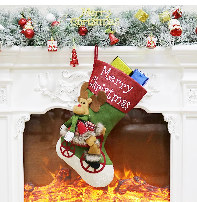 Подарочный Рождественский чулок сумка Ноэль олень Санта Клаус носки со снеговиком натальные Рождественская Елка декоративная Конфета подарки