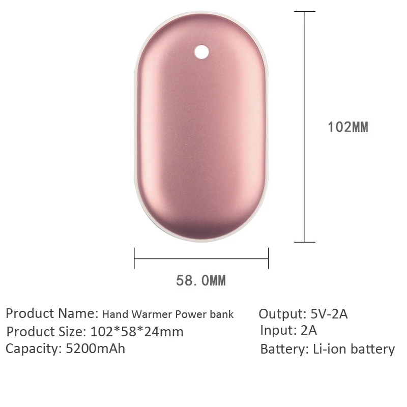 Hand Warmer Power Bank 5200mAh Portable Single USB External Battery Pack Poverbank For iPhone Xiaomi Warmer Hand Mini Powerbank