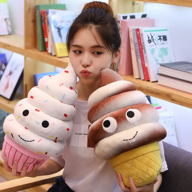 Cartoon Plush Food Pillow Hamburger Ice Cream French Fries Toy Popcorn Cake Pizza Pillow Cushion Kids Toys Gift for Child Girl 3