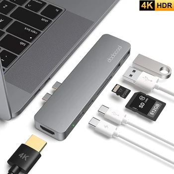 

Hot 7-in-2 macs Adapter with 100W PD USB-C Hub Type C USB Adapter (Thunderbolt 3 Compatible) for MacBooks Pro SD/TF Card Reader