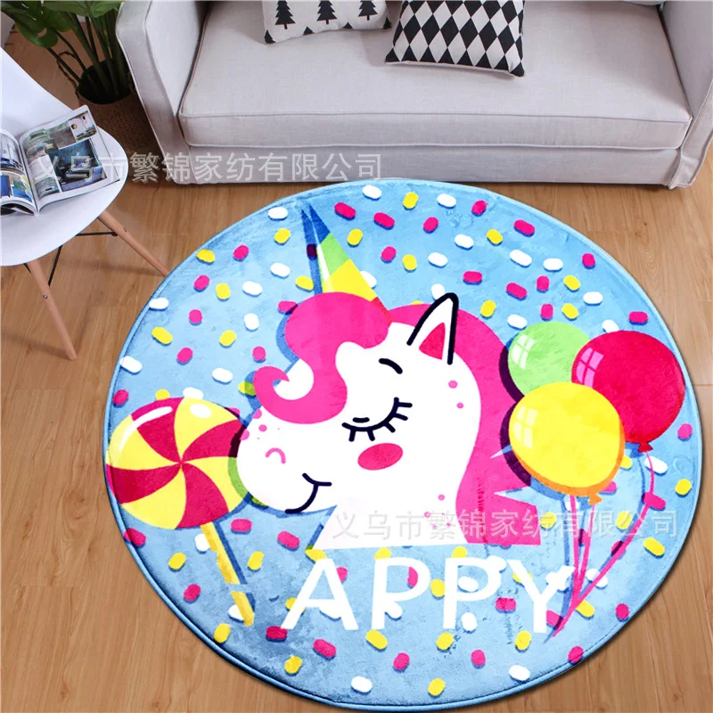 

Round mat unicorn printed cartoon door mat children climbing mat bedroom Nordic carpet