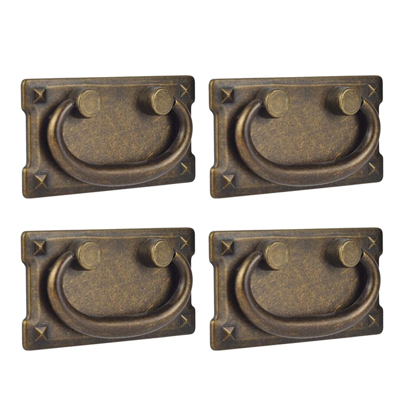 

BMBY-4Pcs Vintage Antique Bronze Drawer Ring Pull Handles, Cabinet Door Furniture Handle Decoration