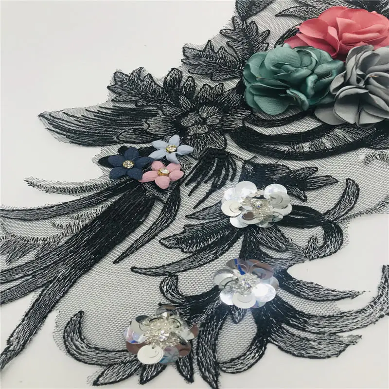 3D вышивка цветок нашивки Кружева Бисер одежда аппликация аксессуары женская блузка Qipao джинсовая сумка Детские украшения на платье