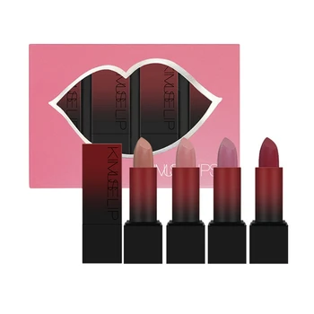 

4pcs Rose Velvet Matte Lipstick Set Long-lasting Waterproof Non-stick Cup Easy To Color Lipstick