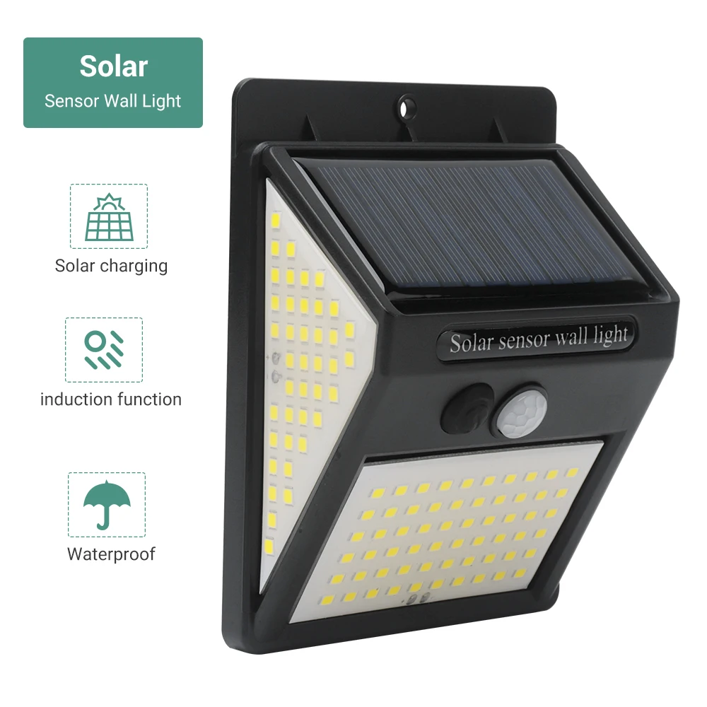 

BORUiT 140 LEDs Outdoor Solar Lamp PIR Motion Sensor Solar Light Waterproof Wall Light Solar Powered Sunlight Garden Decoration