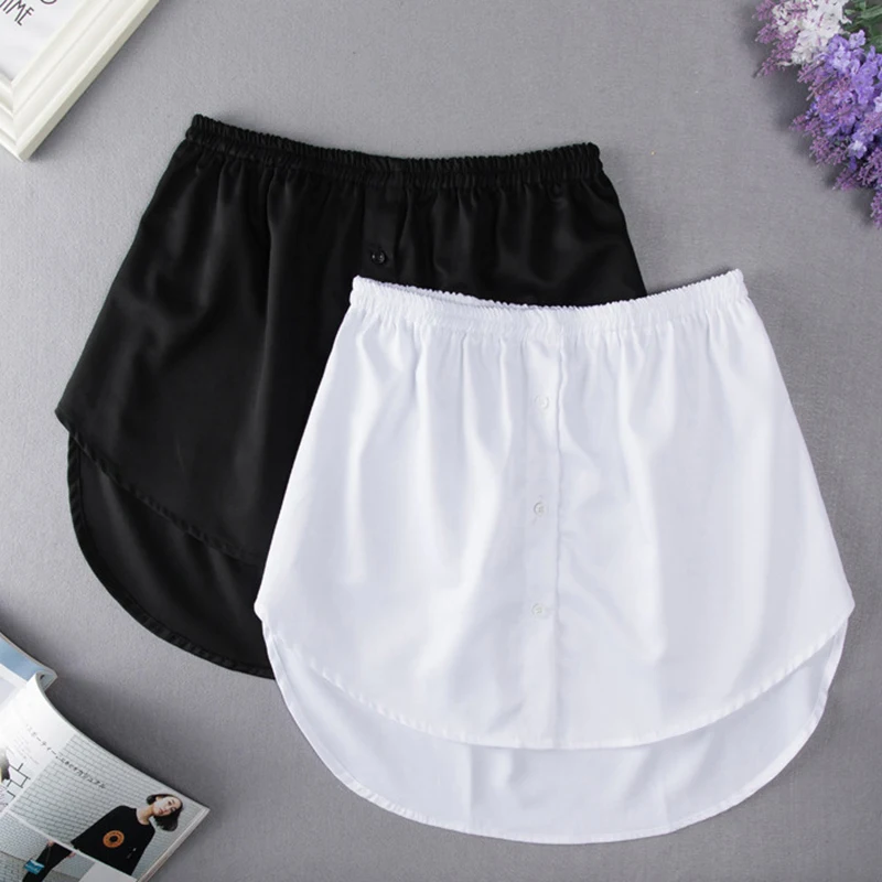 maxi skirts for women Women Mini Skirt Elastic Waistband Fake Shirt Tail Detachable Underskirt Casual Skirt Sweater Extender Hemline Irregular Skirt white skirt