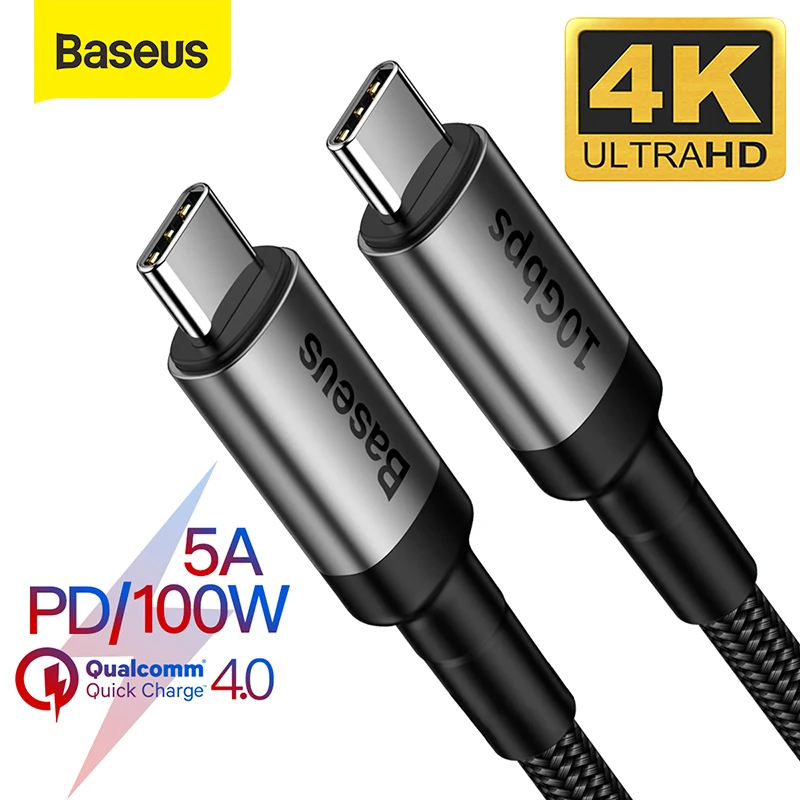 

Baseus USB 3.1 Type C to USB C Cable for Huawei Samsung S9 S10 PD 100W Quick Charge 4.0 USB-C Fast Charge Cable for MacBook Pro