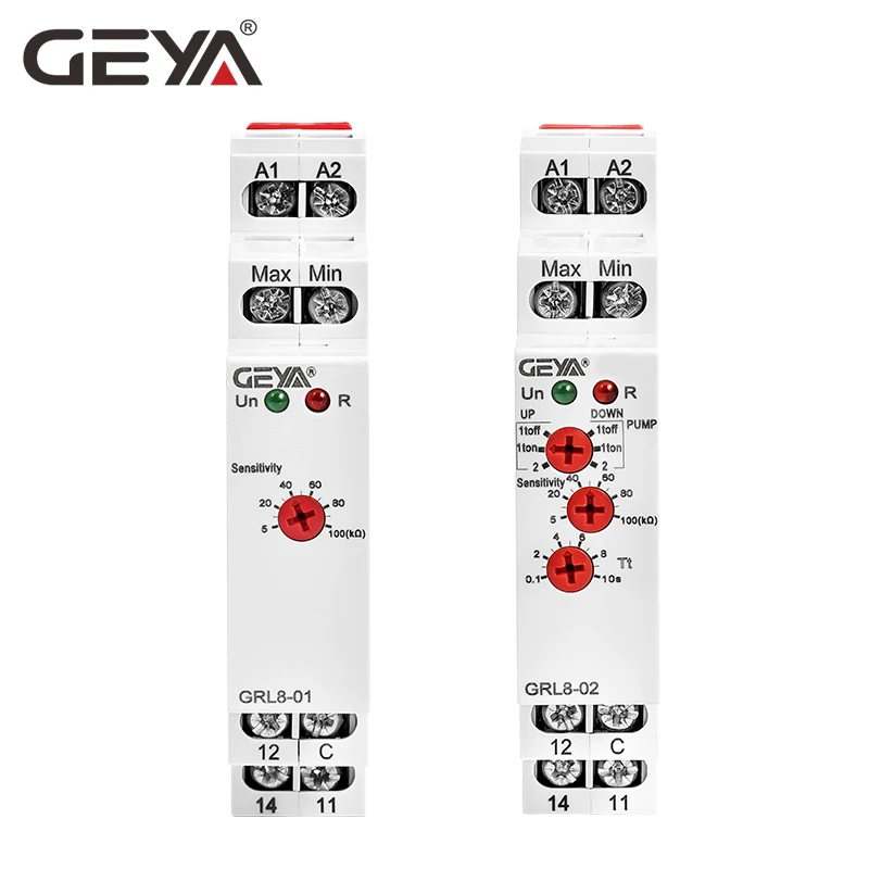 Relé de control de nivel de agua GEYA GRL8 líquido Control Relé 10A/AC1 ACDC 24-240V 