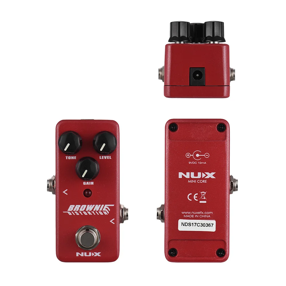 NUX NDS-2 Brownie Distortion педаль эффектов с уникальным предусилителем и силовой трубкой искажения полностью металлический корпус True Bypass