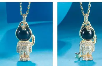 شراءفرح دونا فضو مجوهرات 925 فضة رائد الفضاء قلادة الرجال والنساء زوجين هدية عيد ميلاد