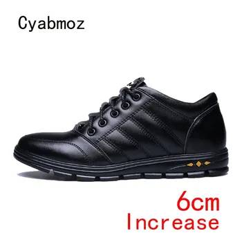 

Cyabmoz Men Shoes Sneakers Height increasing Business shoes 6cm Lace up Party Plaid Hidden Elevator Fashion New Man Shoes Black