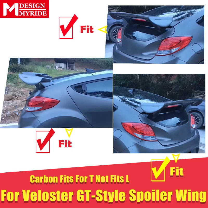 Для Hyundai Veloster Turbo Gt-style спойлер крыло из углеродного волокна глянцевый черный Ver2 Gt-Wing Стиль спойлер на багажник подходит для T не L