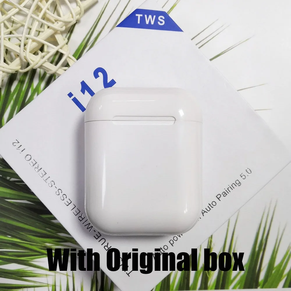 i12B white with box Горячая Распродажа i12 tws Bluetooth наушники с сенсорным управлением беспроводные гарнитуры истинные беспроводные стерео наушники для airdots ушные наушники для телефонов - Цвет: i12B white with box