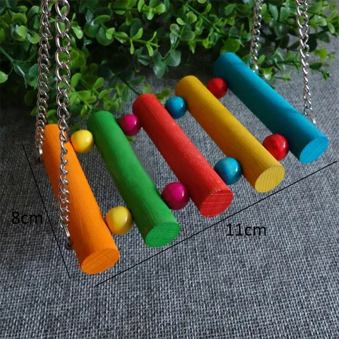 Pets Bird Supplies Hanging Colorful Balls Climbing Toy 1 Pcs Parrots Ladders with Natural Wood Bird Toys