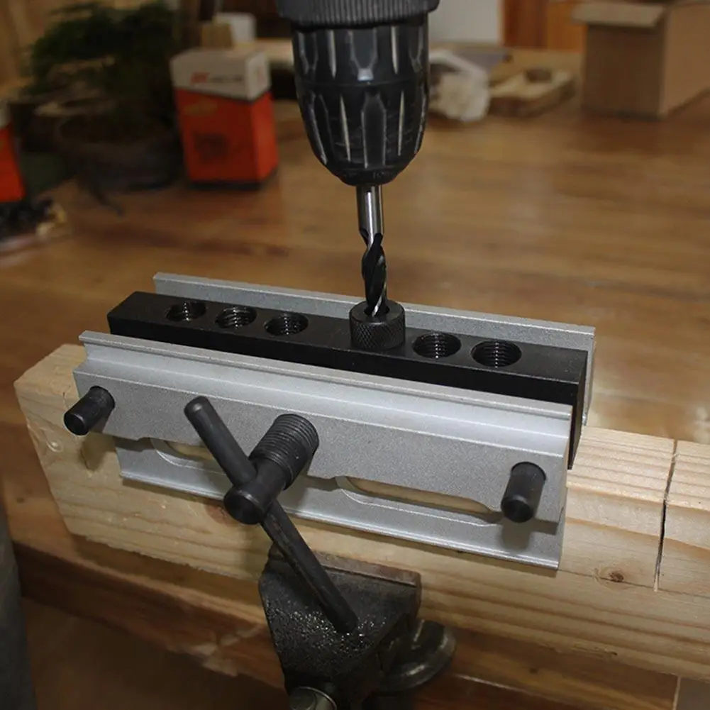 

Woodworking Metal Vertical Hole Jig Kit Drill Bits Wood Drilling Doweling Jig Carpentry Auxiliary Tools Straight Hole Locator