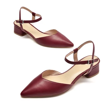 

2020 Free Shipping Original Handmade Women Genuine Leather Dress Ankle Buckle strap Mary Jane Flats Shoes Pointed Toe 31063