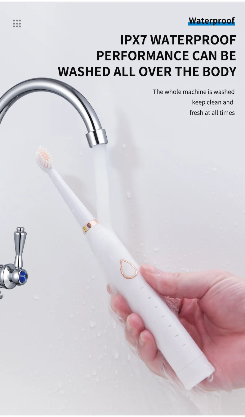 Elektrische Zahnbürste Ultraschall Weiße Zähne Gesichtsmassage Erwachsene IPX7 Wasserdicht Weiches Fell USB Lade Geschenk Magnetschwebebahn_voghion.com
