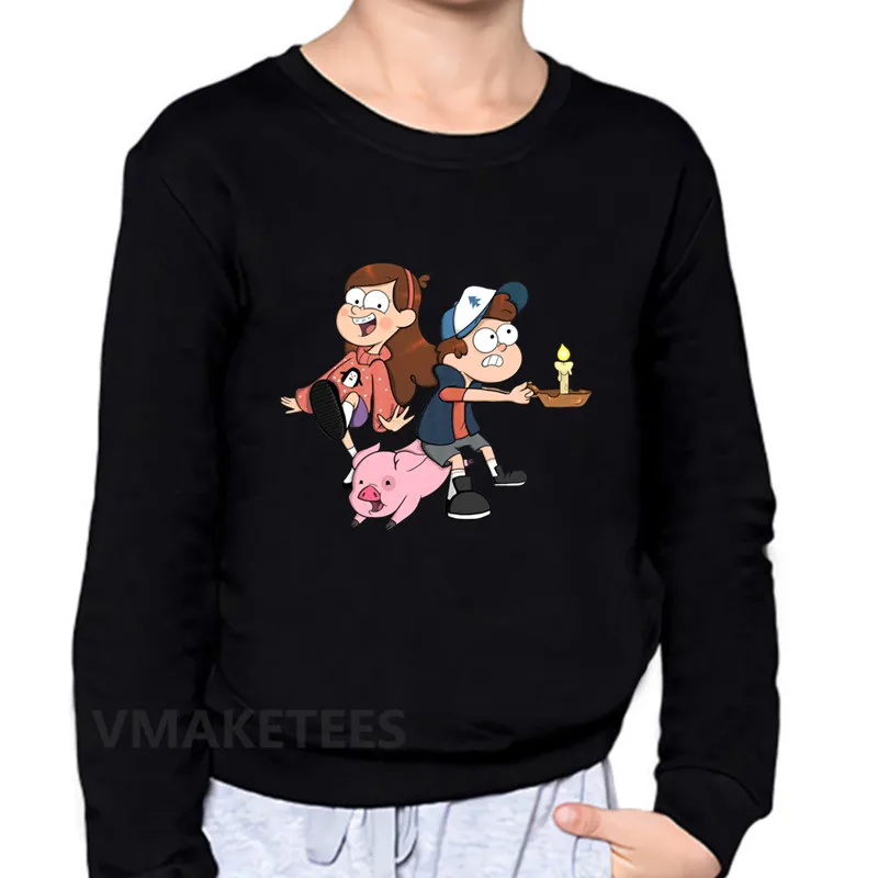 Детские толстовки с капюшоном с принтом «Гравитация-Фолс», «Мэйбл-Диппер», «сосна», свитер для мальчиков и девочек, детские осенние Топы, забавная одежда для малышей, KYT2415