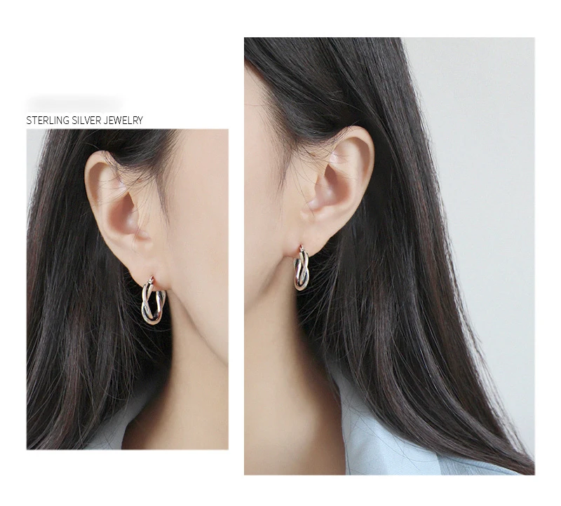 Trendy Big Hoop Earrings Silver 925 Circle Twist Sterling Silver Earring Girls Earings Fashion Jewelry 2019 Huggies Punk Earring (15)