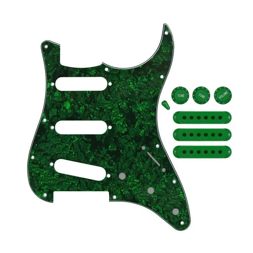 FLEOR набор из 11 отверстий SSS Pickguard Strat Одиночная катушка звукосниматель крышка