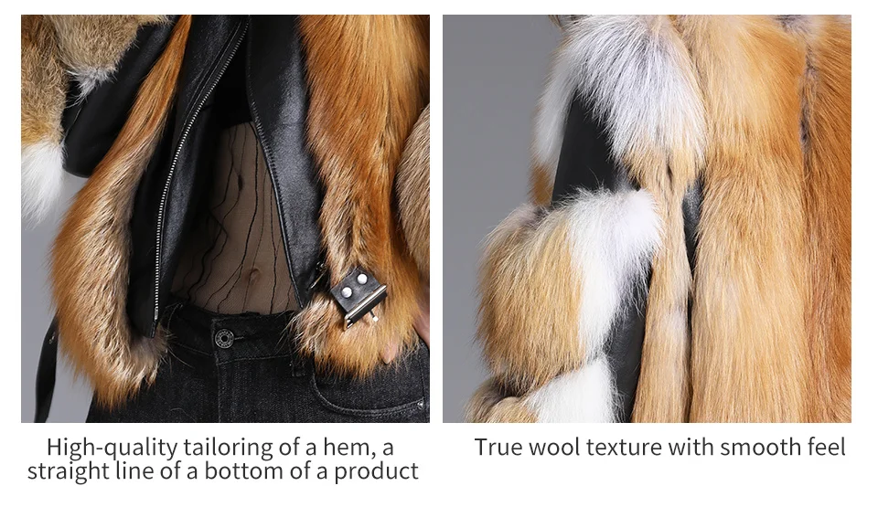 Real Leather Jacket Women Winter Natural Fur Fox Coats