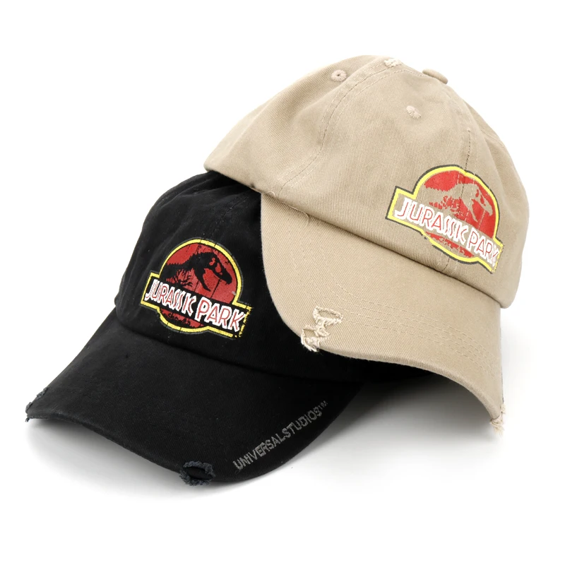 Movie JurassicPark dinosaur Cap Logo Embroidery Baseball Black Snapback Hat Hip Hop for Women Men Dad Present Gift | Тематическая