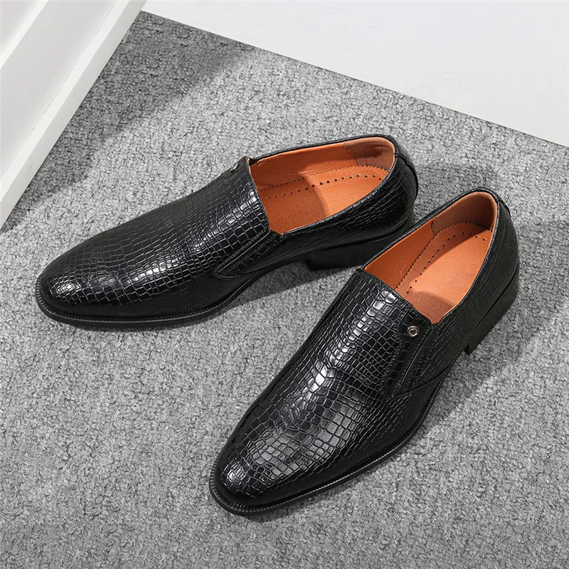 

Yomior Big Size Men Casual Shoes Spring Autumn Formal Dress Leather Shoes Crocodile Vintage Business Wedding Loafers Oxfords