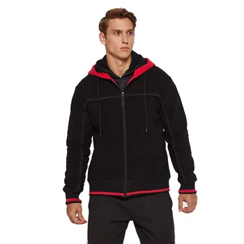 

Long Sleeve Color Block Hooded Sweatshirt Men Autumn Zipper Cardigan Casual Loose Black Hoodie Fleece Spring Men Clothes