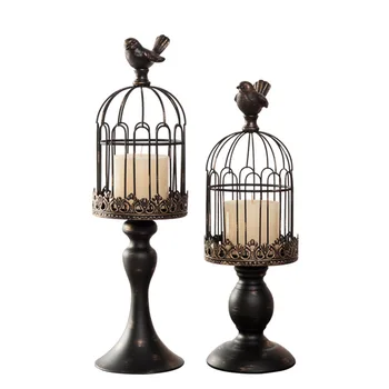 

Creative European Style Retro Candlestick Metal Birdcage Candle Holders Ornaments Wedding Centerpieces Decorations Gift FC567