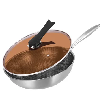 

Wok Non-stick Pot Flat Cookware Electromagnetic Furnace Fuel Gas Universal Gifts pots Wholesale Stainless Steel Wok cooking pot