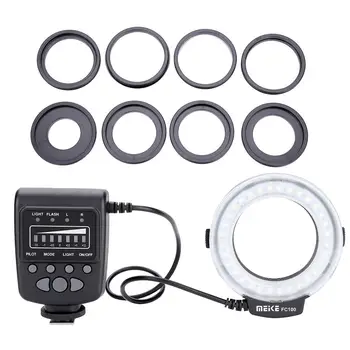 

Meike FC-100 FC100 Manual LED Macro Ring Flash Light with 7 Adapter Ring for Canon Nikon Olympus Pentax Digital DSLR Camera