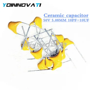 

100Pcs 50V monolithic ceramic capacitor 10PF ~ 10UF 22PF 47NF 220NF 1NF 4.7UF 1UF 100NF 330NF 0.1UF 102 104 105 106 103 473 334