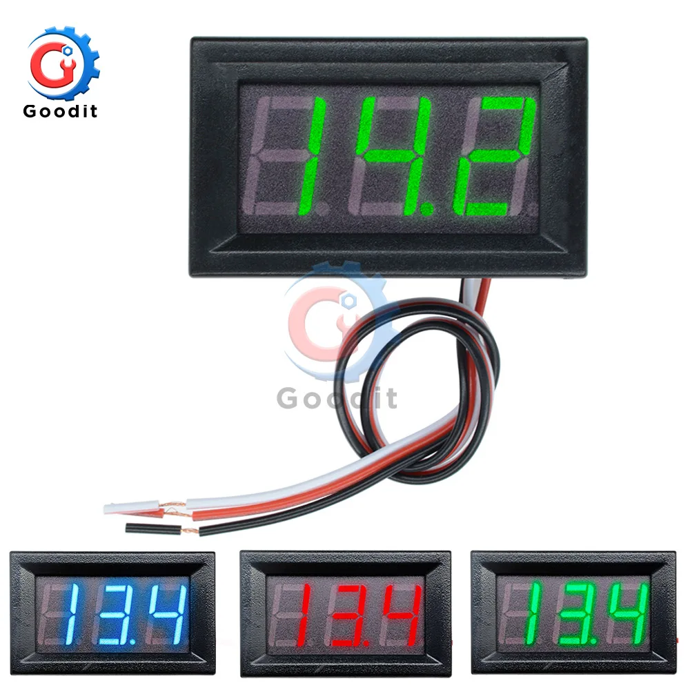 

Mini Digital Voltmeter DC 4.5V to 30V Digital Voltmeter Voltage Panel Meter For 6V 12V 24V Electromobile Motorcycle Car 0.56 ''