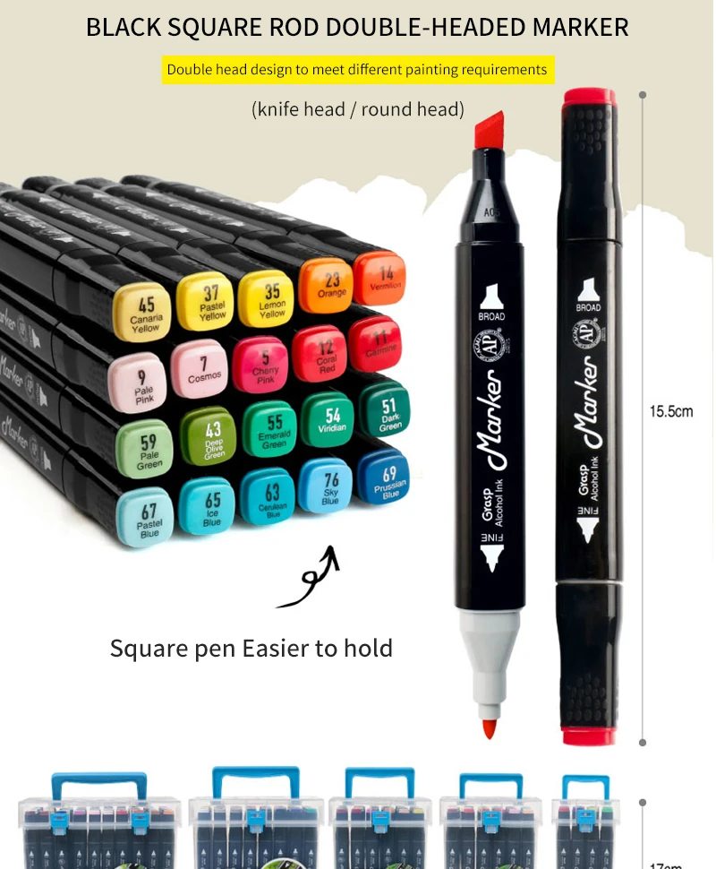 24/48/60/80/120 Color Art Markers Set Dual Headed Artist Sketch Oily Alcohol based markers For Animation Manga