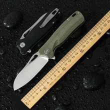 

New Outdoor Camping Flipper Knife D2 Steel Blade G10 Flax Handle Ball Steel Bearing Folding Knives Camp Survival EDC Hand Tools