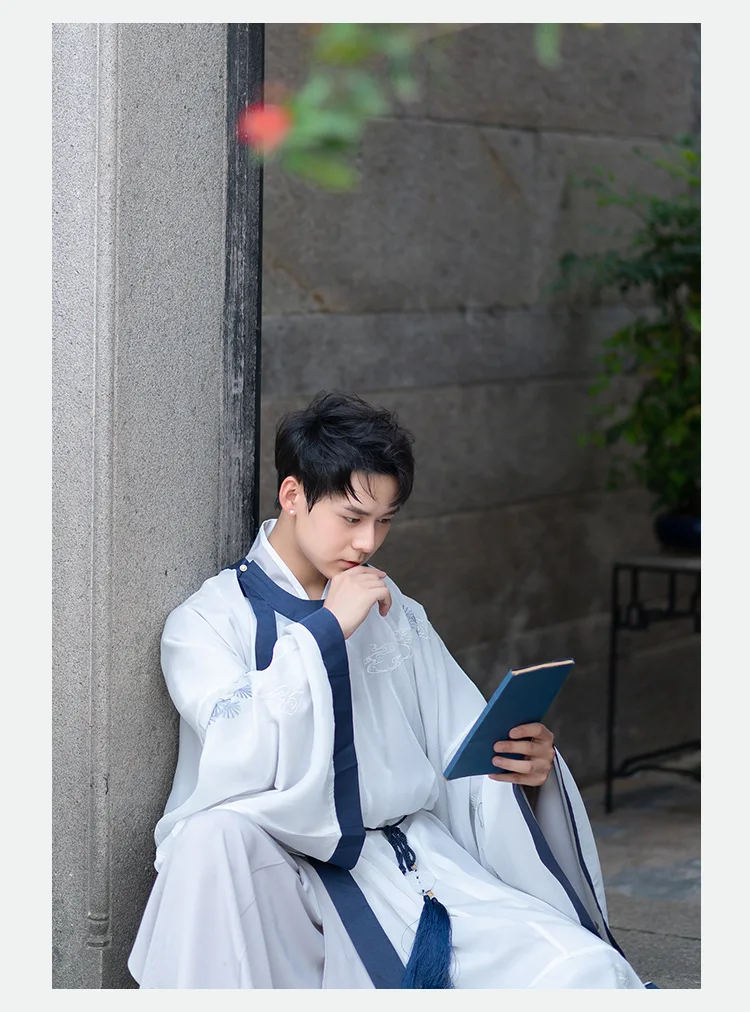 Сценический костюм Hanfu одаренный Китайский Японский древний Молодежный красивый мужской ежедневное улучшение пальто с вышивкой+ куртка+ ремень